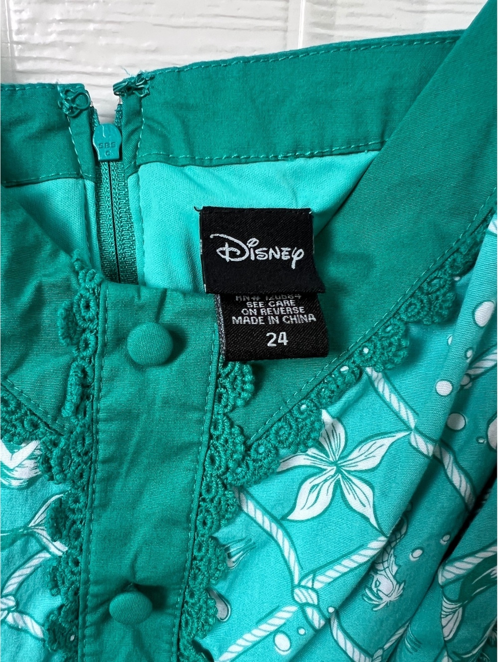 Disney Little Mermaid Teal Sleeveless Dress with Button Detail and Mesh Hem 24 - Picture 8 of 9